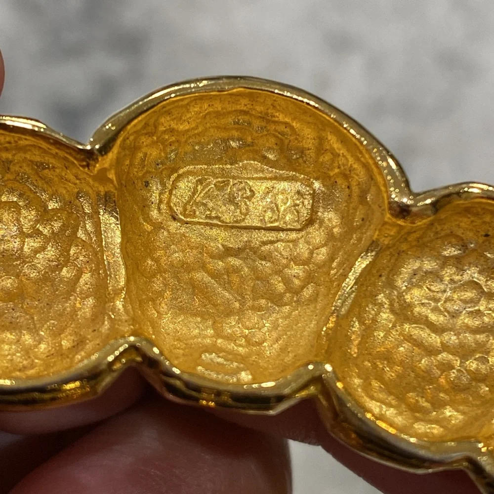 Kleinberg Sherrill Genuine Exotic Leather Belt w/ Gold Bubbly Buckle Detail 1988